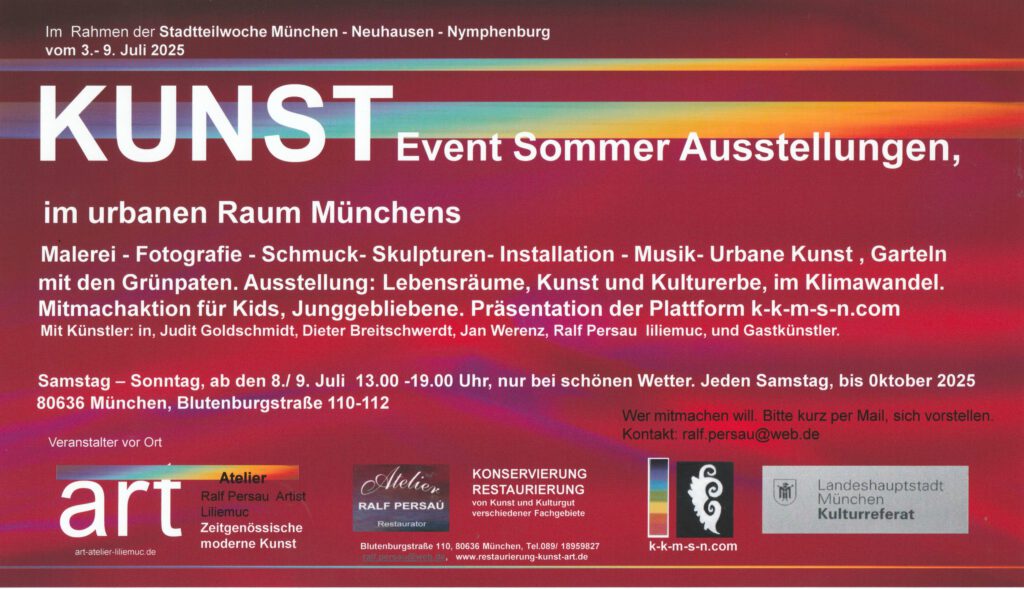 Kunst Open Air Sommer Ausstellung zur Stadteilwoche Neuhausen -NBymphenburg 2025